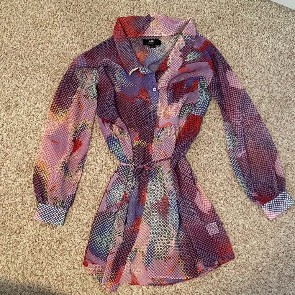 ABS Colorful Patterned Button-Up Dress